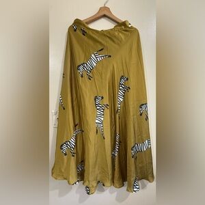 SUKI SO Chic Mustard Zebra A-Line Skirt